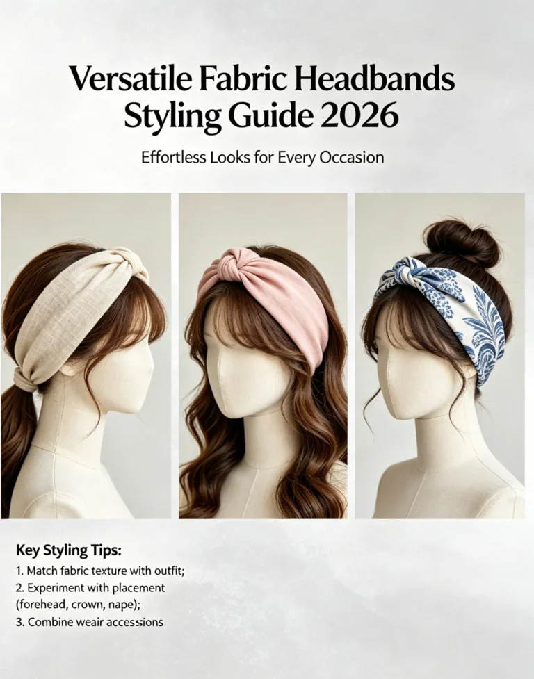 Versatile neutral fabric headbands flat lay, 2026 hair accessories trends styling ideas